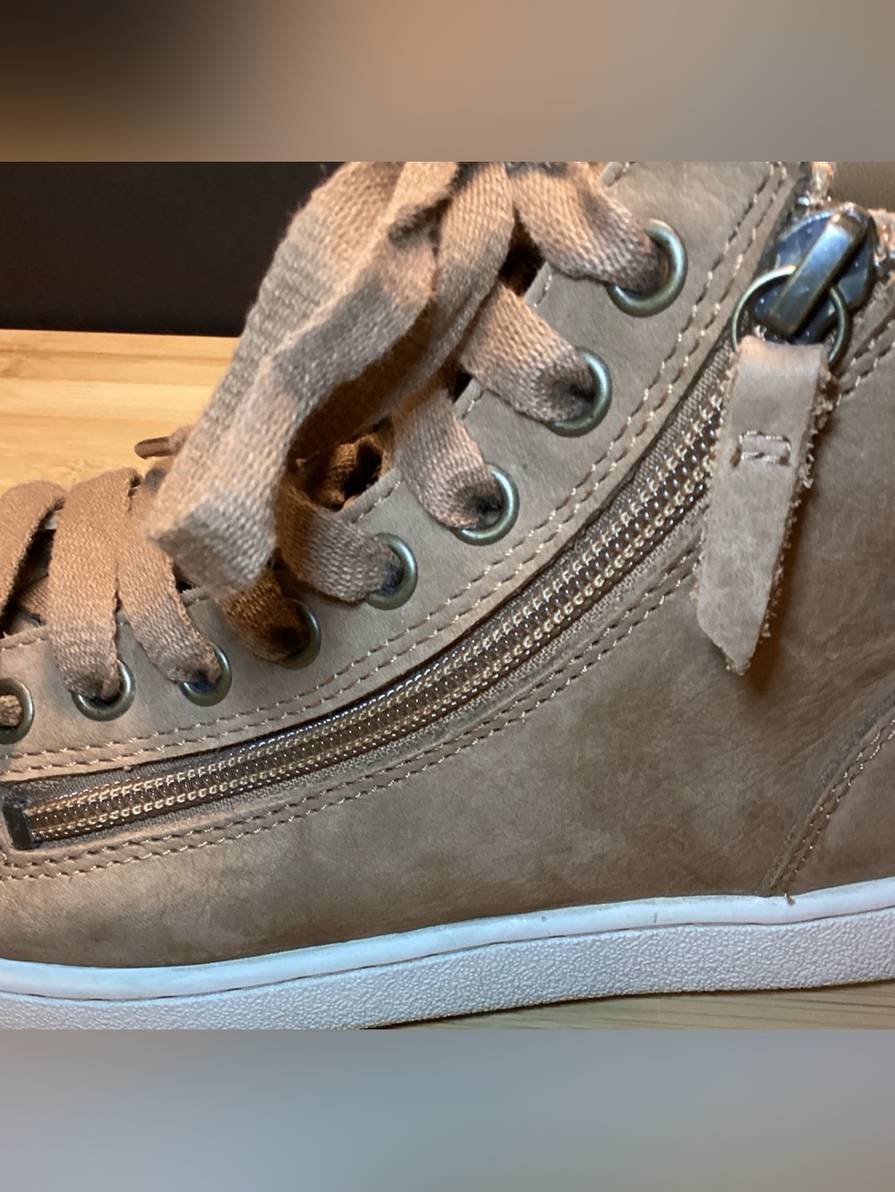 UGG Olive Chestnut High-Top Premium Nubuck Leather Upper Sneakers - Picture 7 of 10
